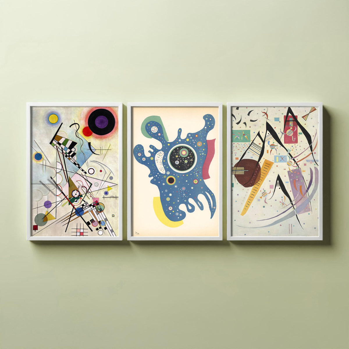 Wassily Kandinsky Set of Three Art Prints - Composition VIII and Two Late Abstract Works - Bauhaus Modernist Poster Painting