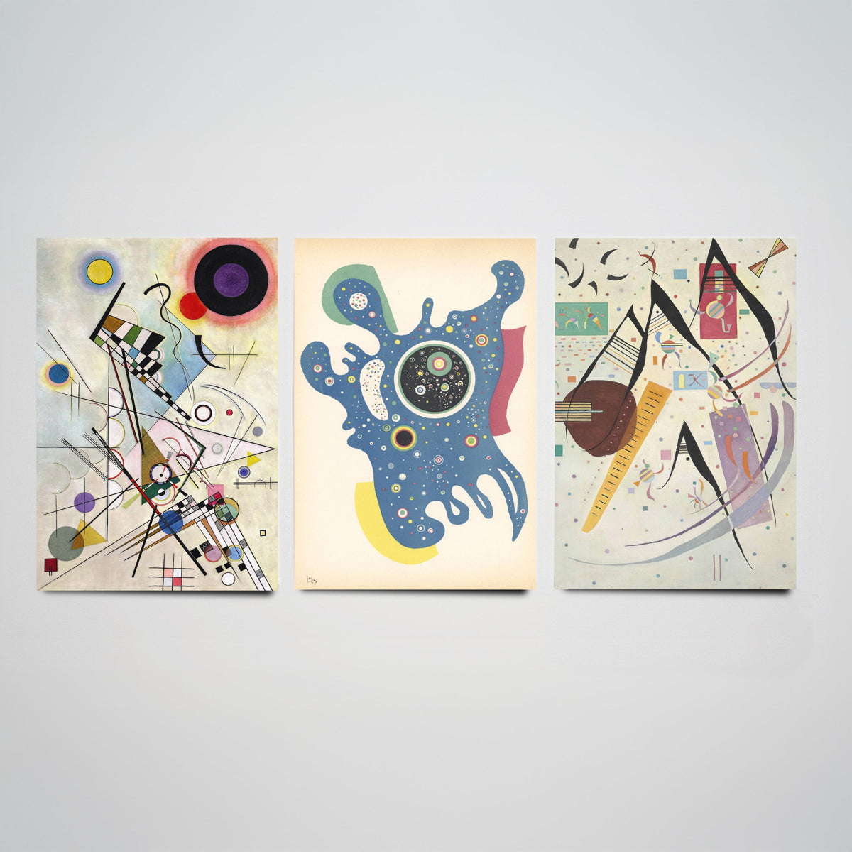 Wassily Kandinsky Set of Three Art Prints - Composition VIII and Two Late Abstract Works - Bauhaus Modernist Poster Painting