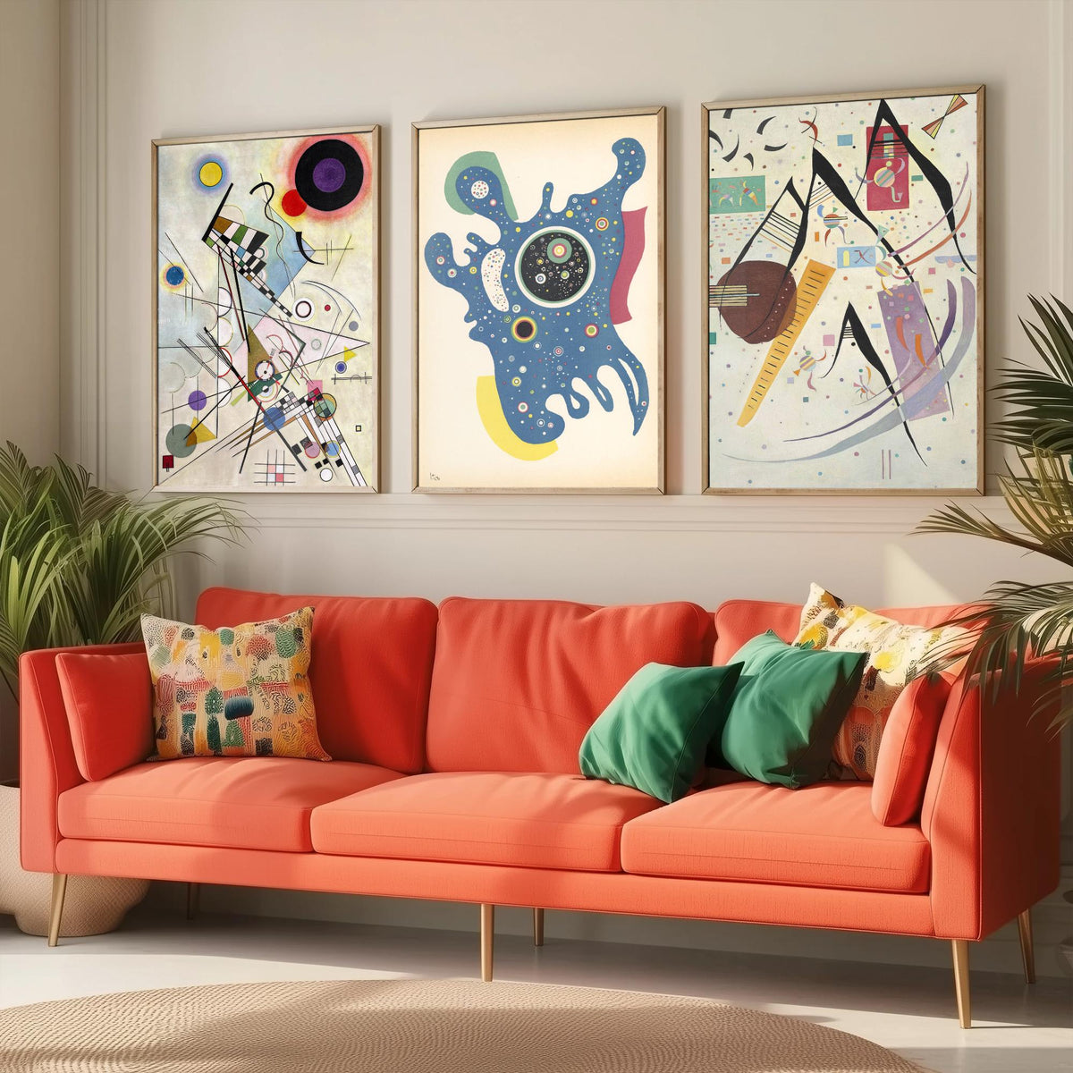 Wassily Kandinsky Set of Three Art Prints - Composition VIII and Two Late Abstract Works - Bauhaus Modernist Poster Painting