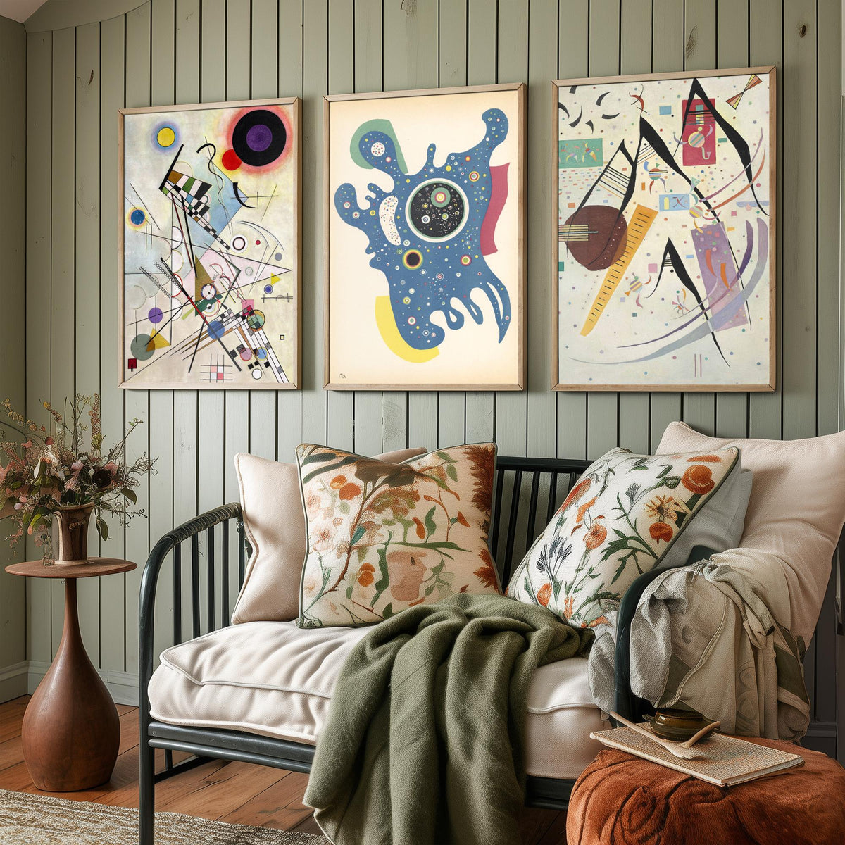 Wassily Kandinsky Set of Three Art Prints - Composition VIII and Two Late Abstract Works - Bauhaus Modernist Poster Painting