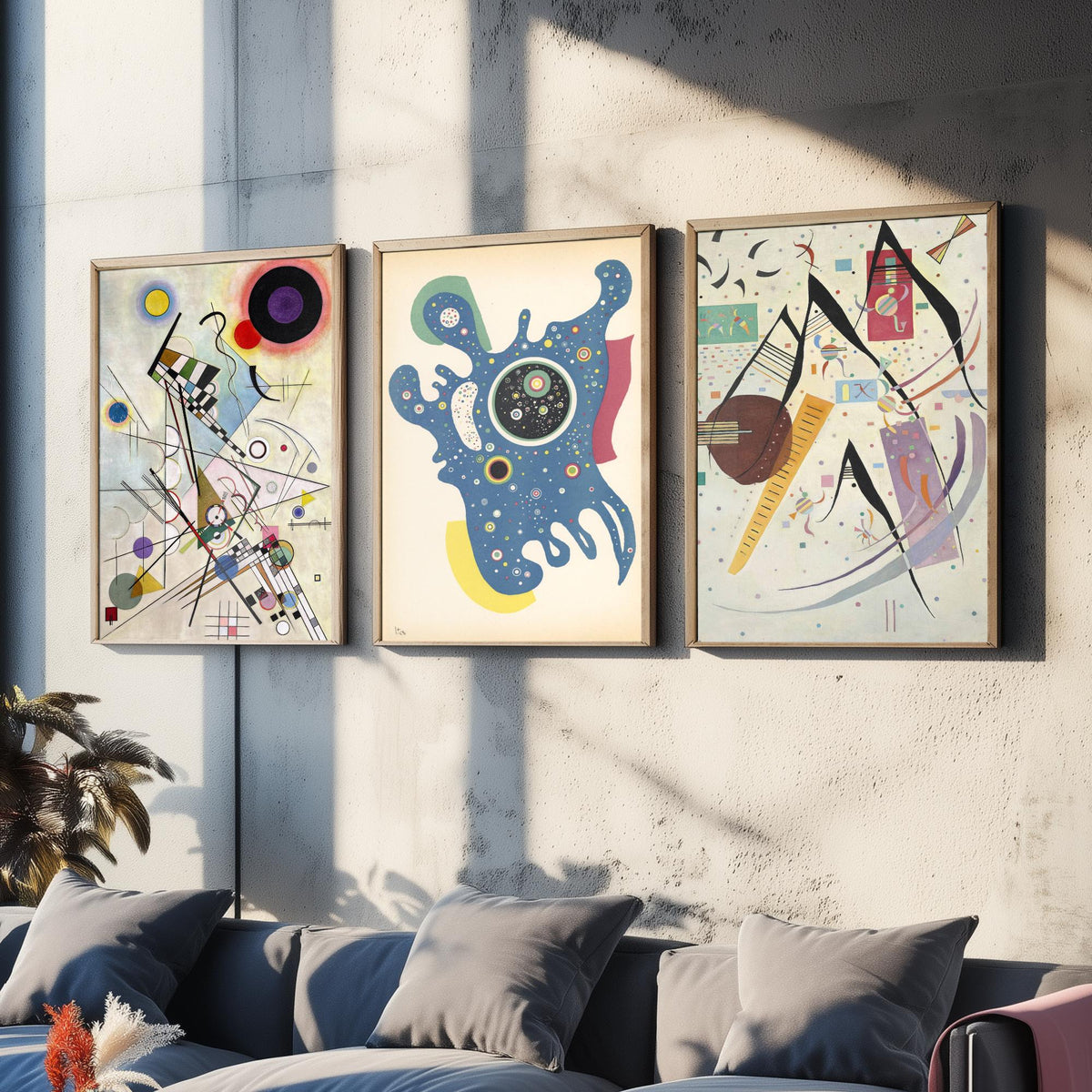 Wassily Kandinsky Set of Three Art Prints - Composition VIII and Two Late Abstract Works - Bauhaus Modernist Poster Painting