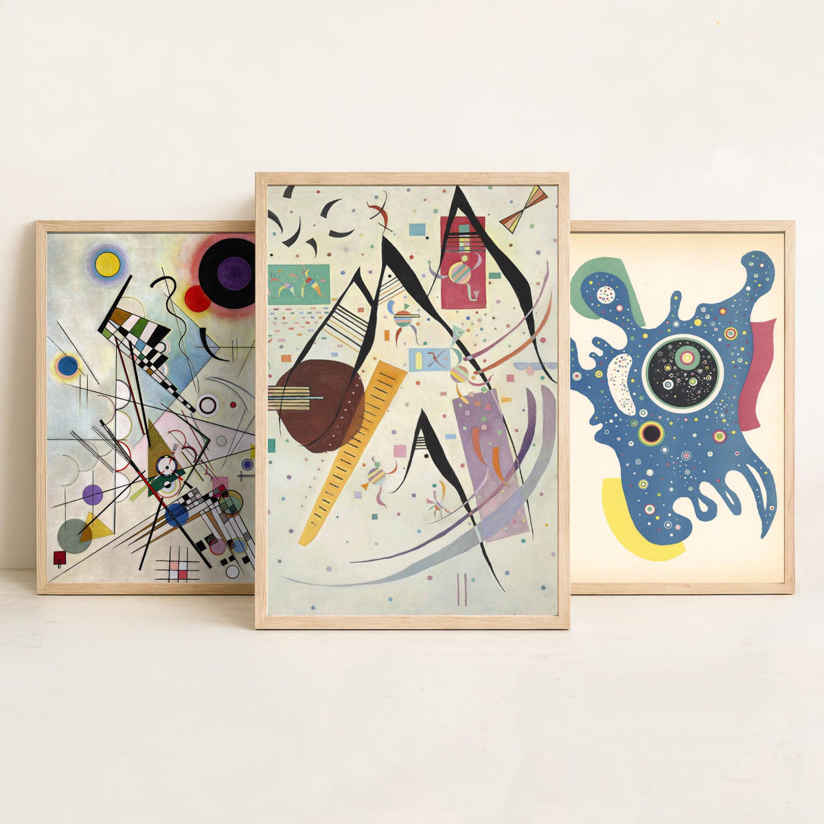 Wassily Kandinsky Set of Three Art Prints - Composition VIII and Two Late Abstract Works - Bauhaus Modernist Poster Painting