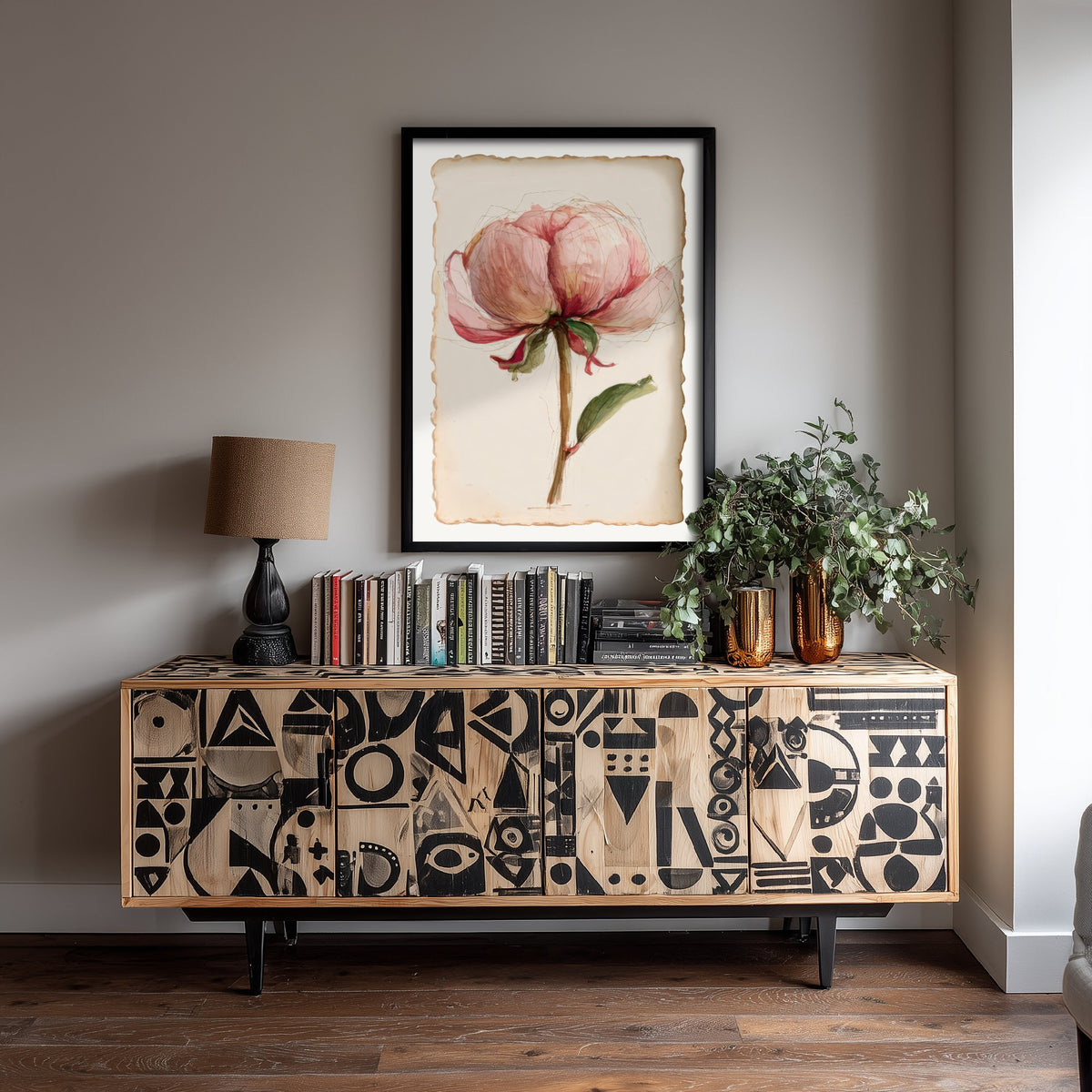 Blush Peony Art Print - Pink Flower Poster - Shabby Chic Watercolour Botanical V2 2/3