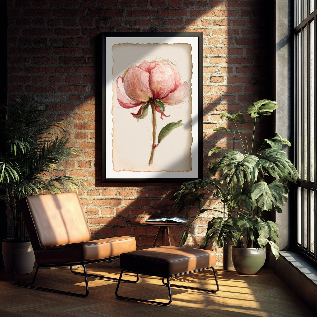 Blush Peony Art Print - Pink Flower Poster - Shabby Chic Watercolour Botanical V2 2/3