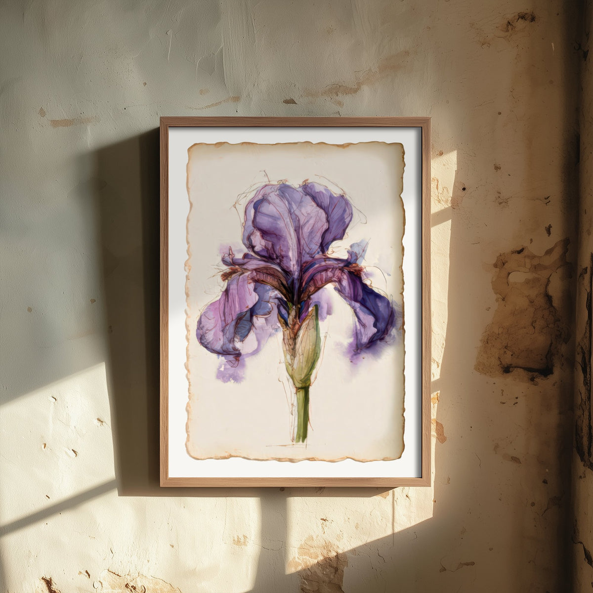Violet Iris Art Print - Bearded Iris Botanical Poster - Loose Watercolour Sketch V1 1/3