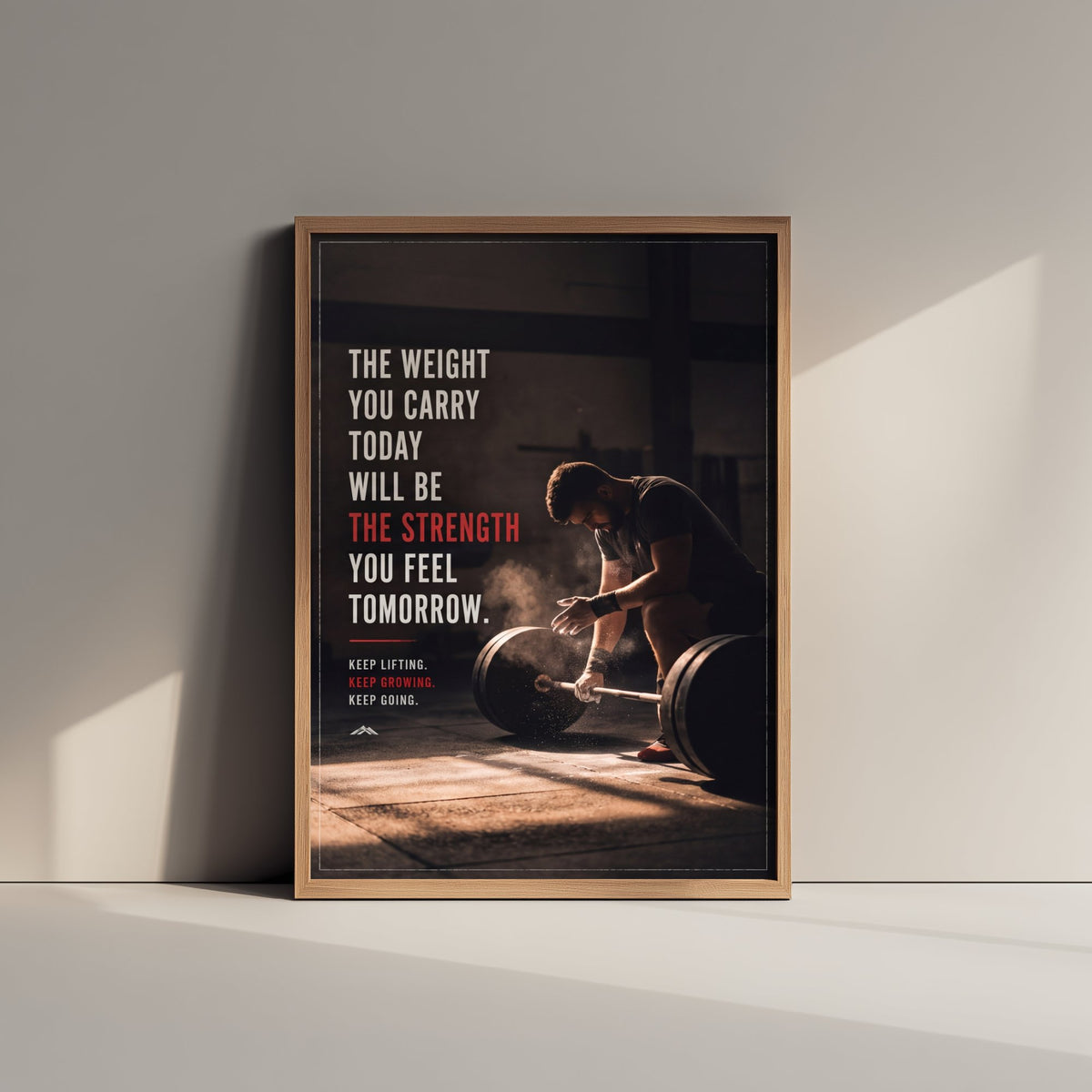 Weightlifting Motivation Poster - "Keep Lifting. Keep Growing. Keep Going." - Gym Quote Photo Art Print - Chalking Hands Barbell 3/3
