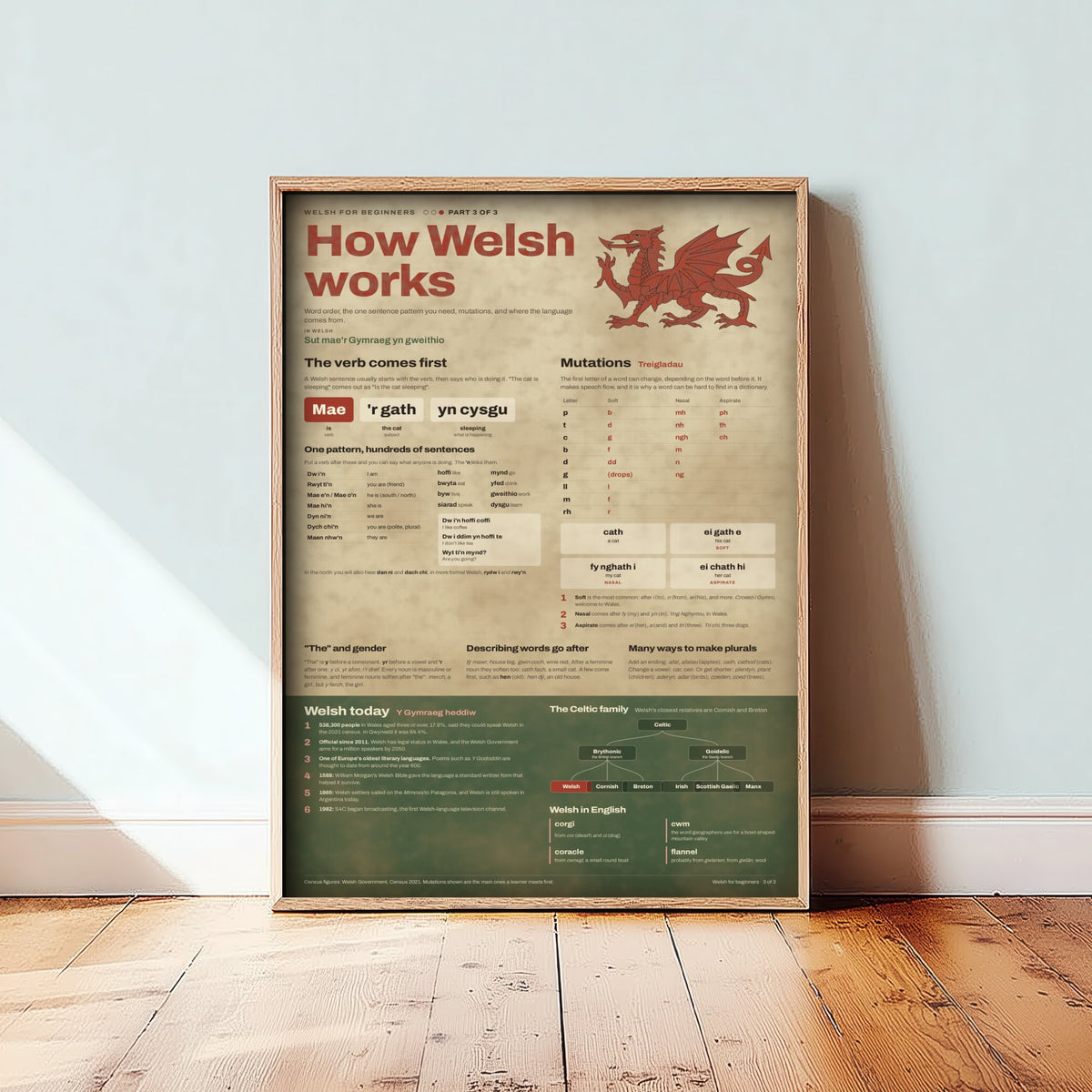 Welsh Grammar Art Print - How Welsh Works Mutations Poster - Educational Illustration - Welsh Learner Gift 3/3