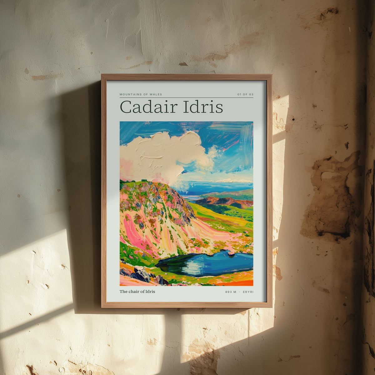 Cadair Idris Art Print - Chair of Idris Mountains of Wales Poster - Sage Impasto Landscape Illustration 1/3