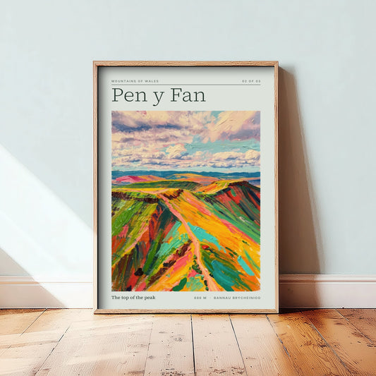 Pen y Fan Art Print - Top of the Peak Bannau Brycheiniog Poster - Palette Knife Mountain Illustration 2/3
