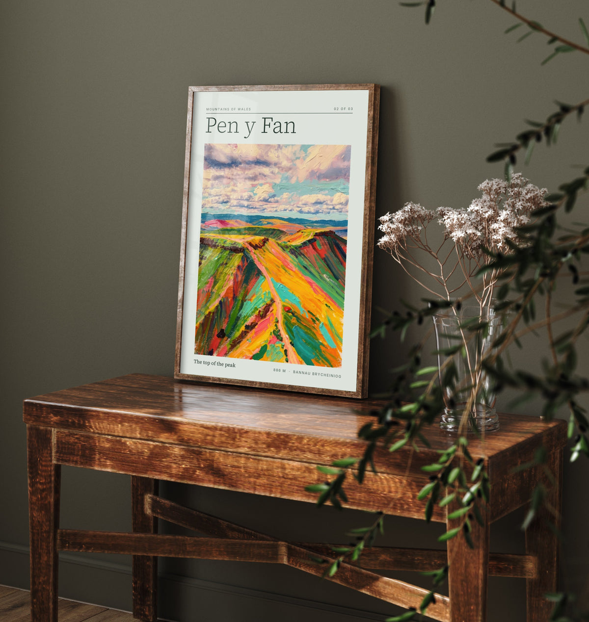 Pen y Fan Art Print - Top of the Peak Bannau Brycheiniog Poster - Palette Knife Mountain Illustration 2/3