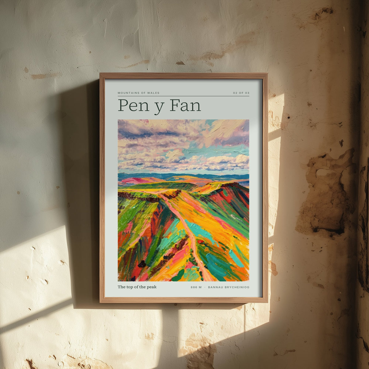 Pen y Fan Art Print - Top of the Peak Bannau Brycheiniog Poster - Palette Knife Mountain Illustration 2/3