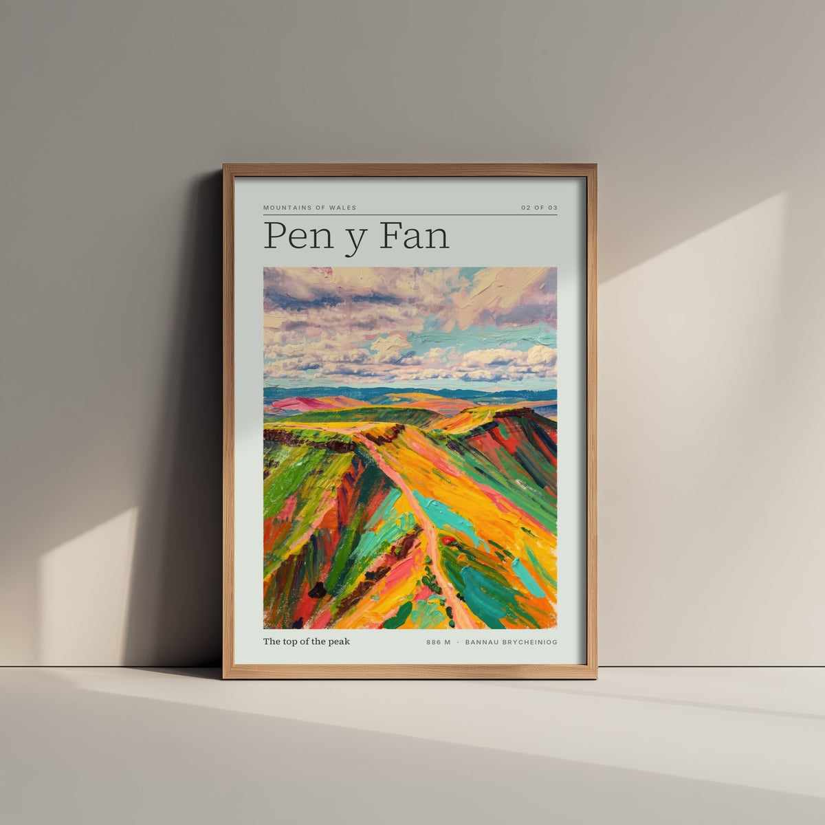 Pen y Fan Art Print - Top of the Peak Bannau Brycheiniog Poster - Palette Knife Mountain Illustration 2/3