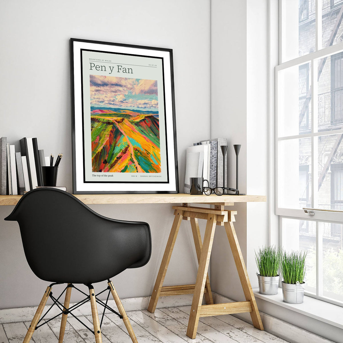 Pen y Fan Art Print - Top of the Peak Bannau Brycheiniog Poster - Palette Knife Mountain Illustration 2/3