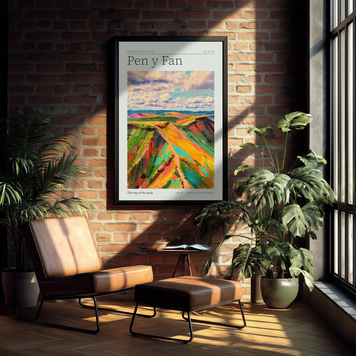 Pen y Fan Art Print - Top of the Peak Bannau Brycheiniog Poster - Palette Knife Mountain Illustration 2/3