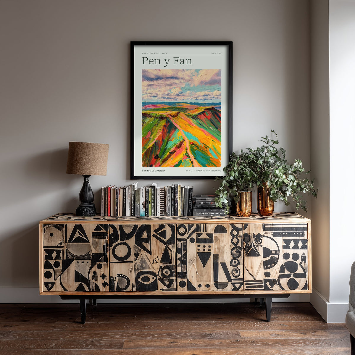 Pen y Fan Art Print - Top of the Peak Bannau Brycheiniog Poster - Palette Knife Mountain Illustration 2/3