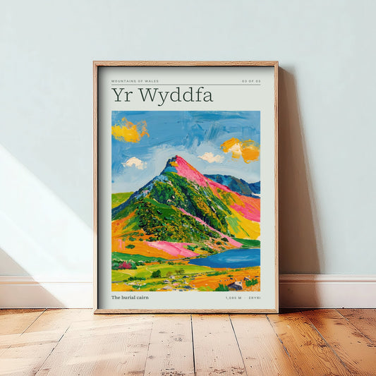 Yr Wyddfa Art Print - Snowdon Burial Cairn Eryri Poster - Bright Impasto Mountain Illustration 3/3