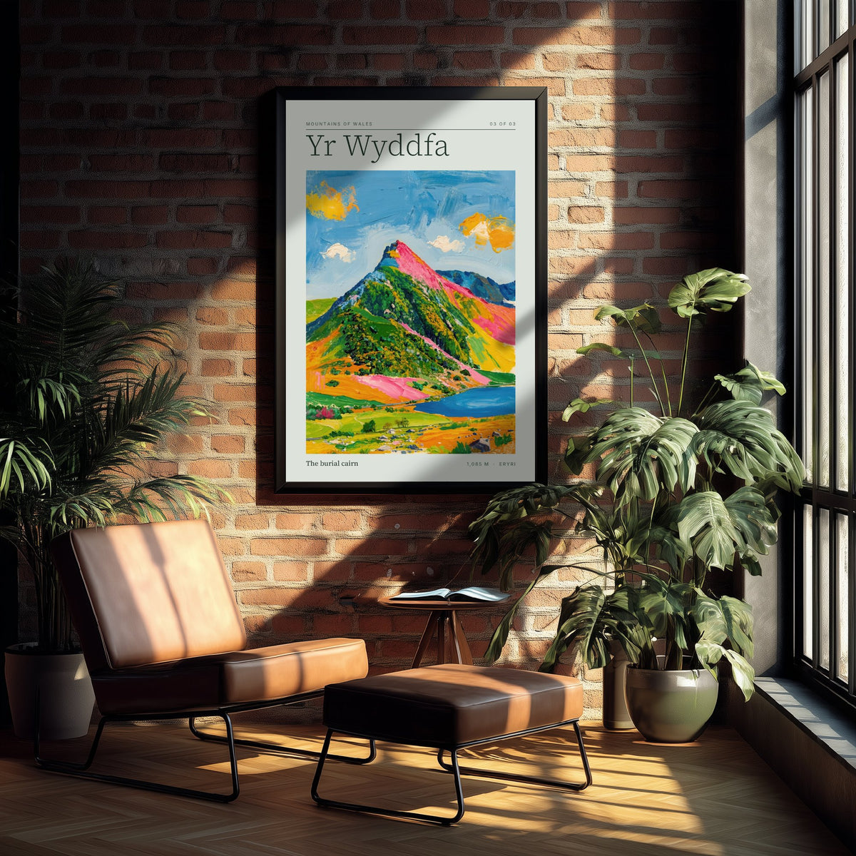 Yr Wyddfa Art Print - Snowdon Burial Cairn Eryri Poster - Bright Impasto Mountain Illustration 3/3
