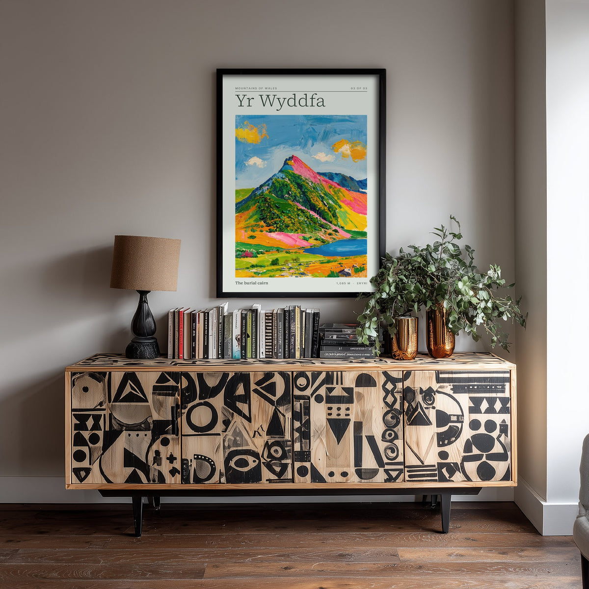 Yr Wyddfa Art Print - Snowdon Burial Cairn Eryri Poster - Bright Impasto Mountain Illustration 3/3