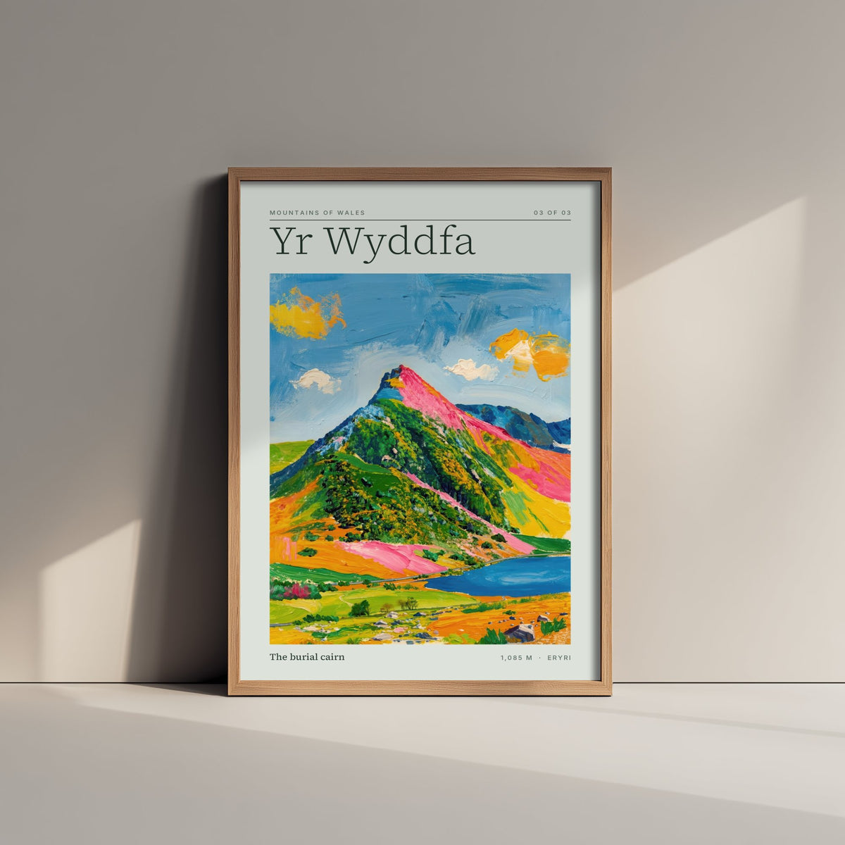 Yr Wyddfa Art Print - Snowdon Burial Cairn Eryri Poster - Bright Impasto Mountain Illustration 3/3