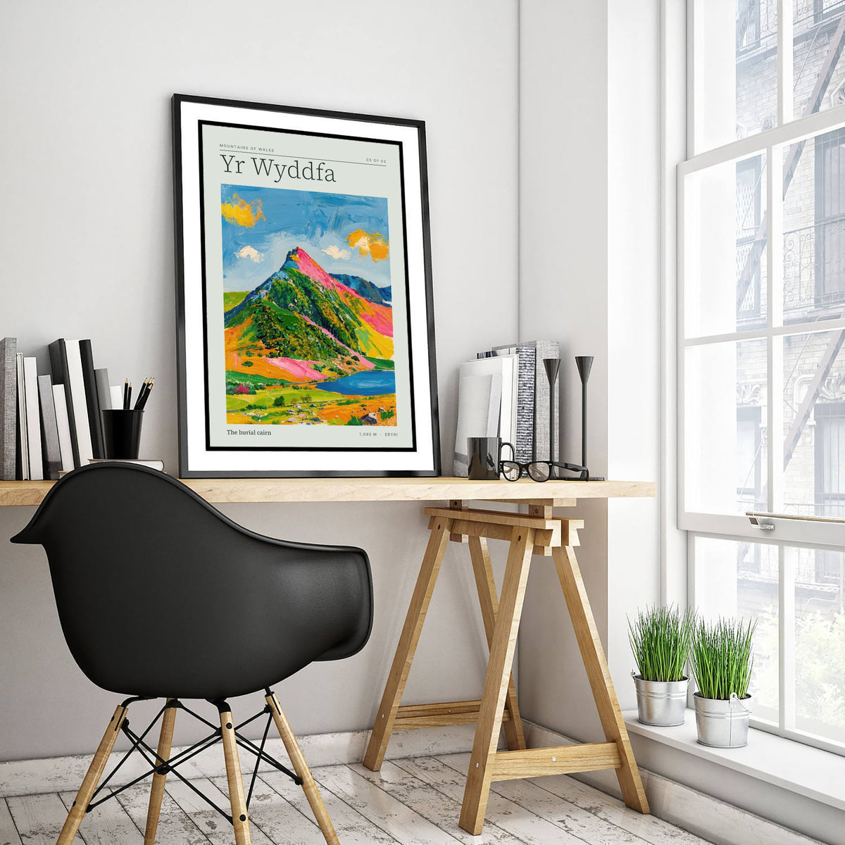 Yr Wyddfa Art Print - Snowdon Burial Cairn Eryri Poster - Bright Impasto Mountain Illustration 3/3