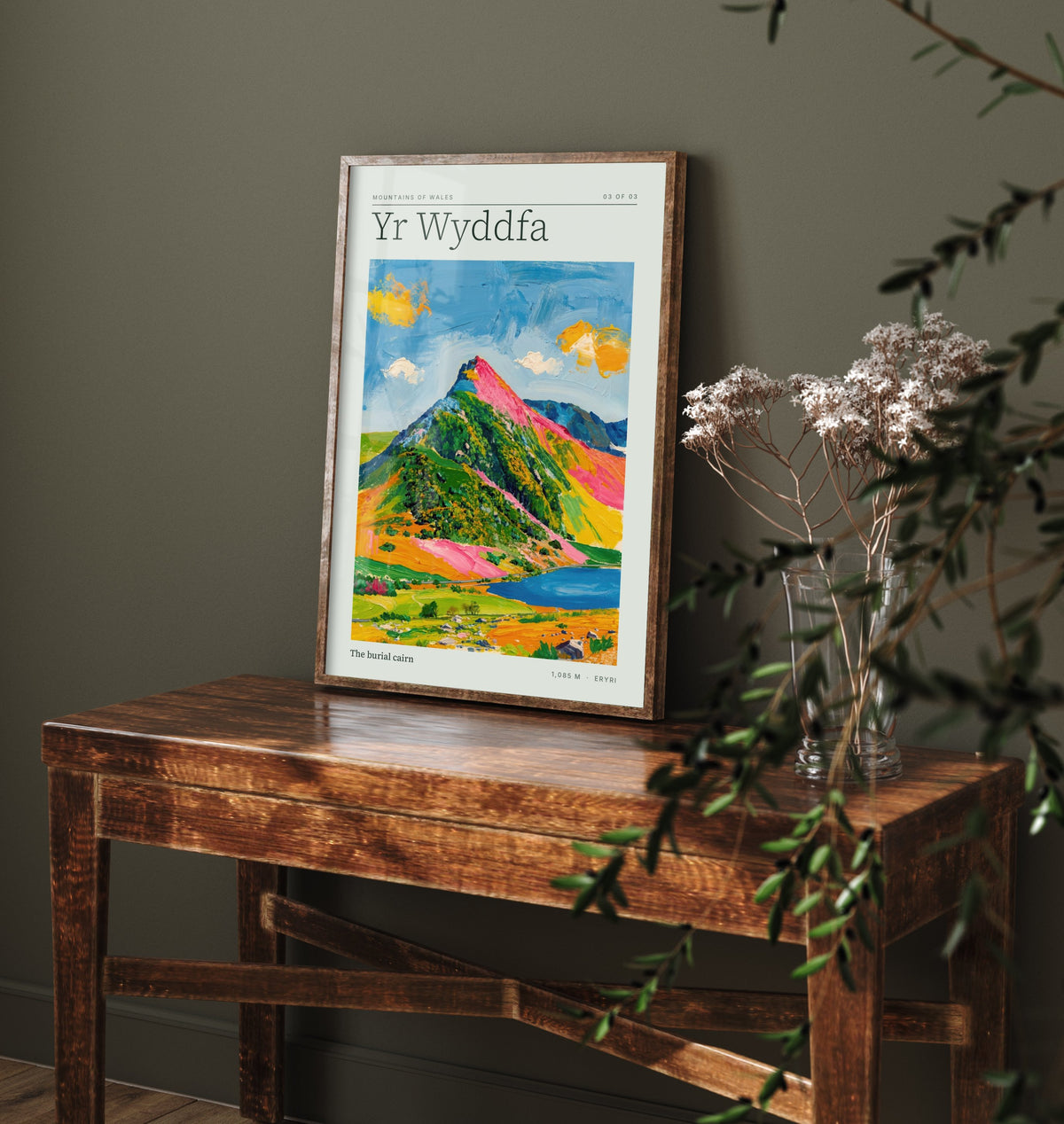 Yr Wyddfa Art Print - Snowdon Burial Cairn Eryri Poster - Bright Impasto Mountain Illustration 3/3