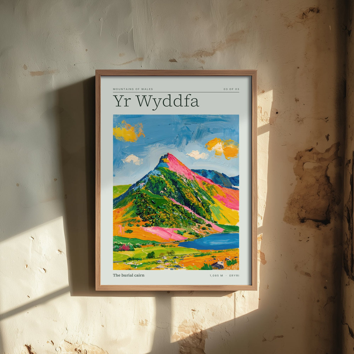 Yr Wyddfa Art Print - Snowdon Burial Cairn Eryri Poster - Bright Impasto Mountain Illustration 3/3