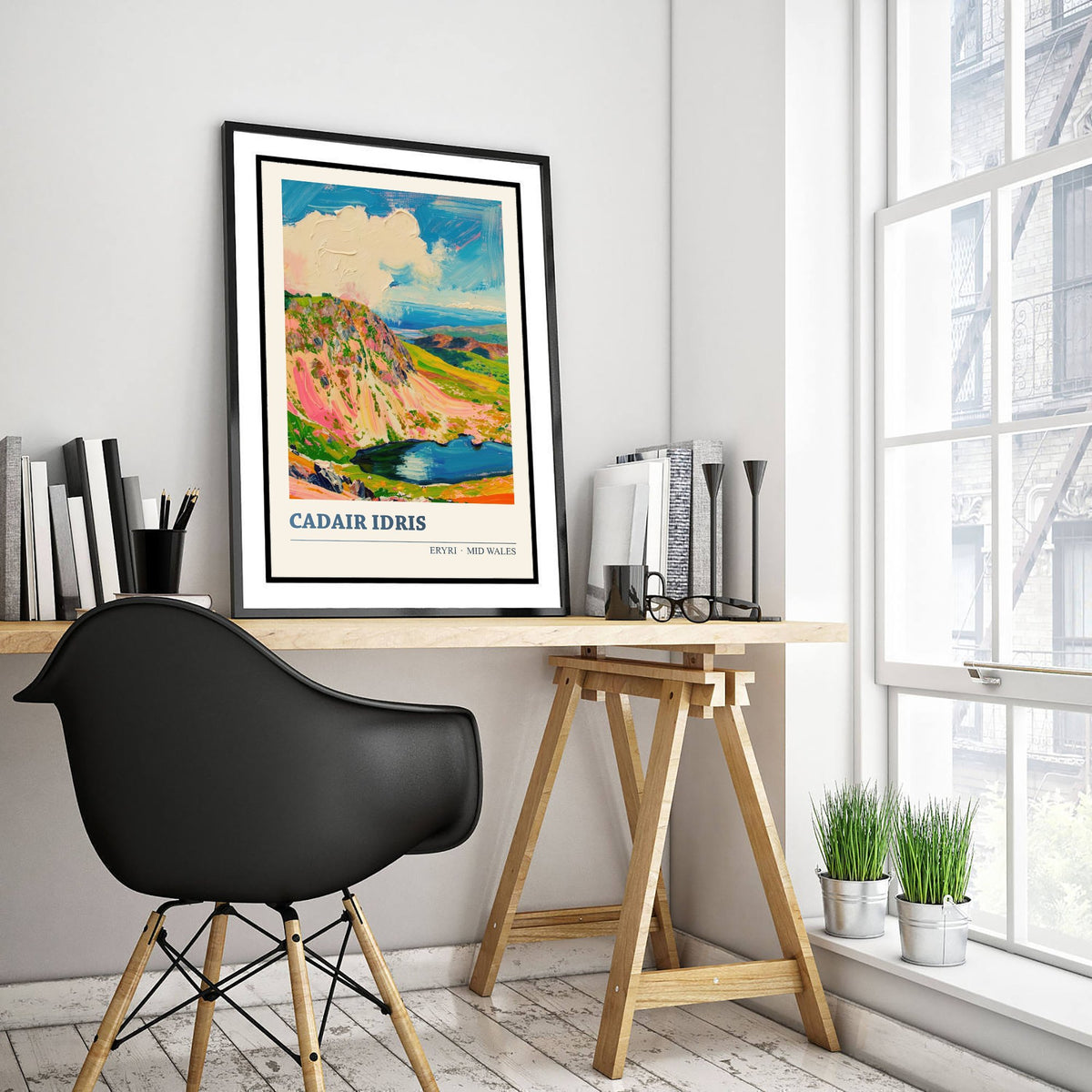 Cadair Idris Poster - Eryri Mid Wales Mountain Art Print - Colourful Palette Knife Illustration 1/3