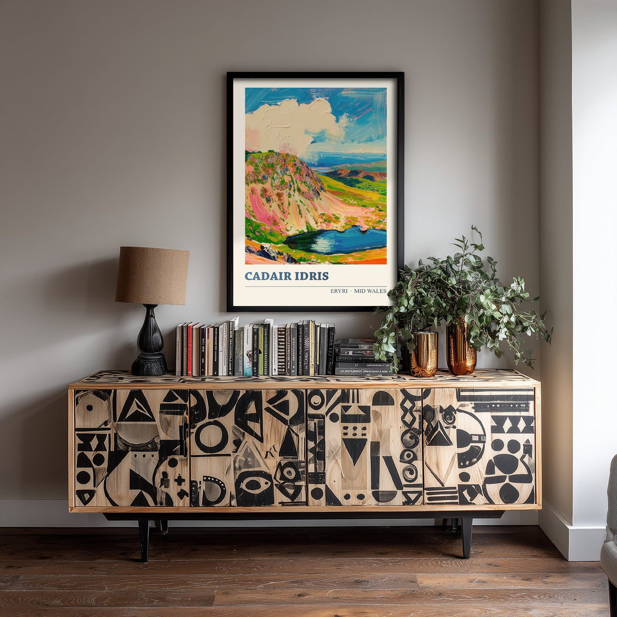 Cadair Idris Poster - Eryri Mid Wales Mountain Art Print - Colourful Palette Knife Illustration 1/3