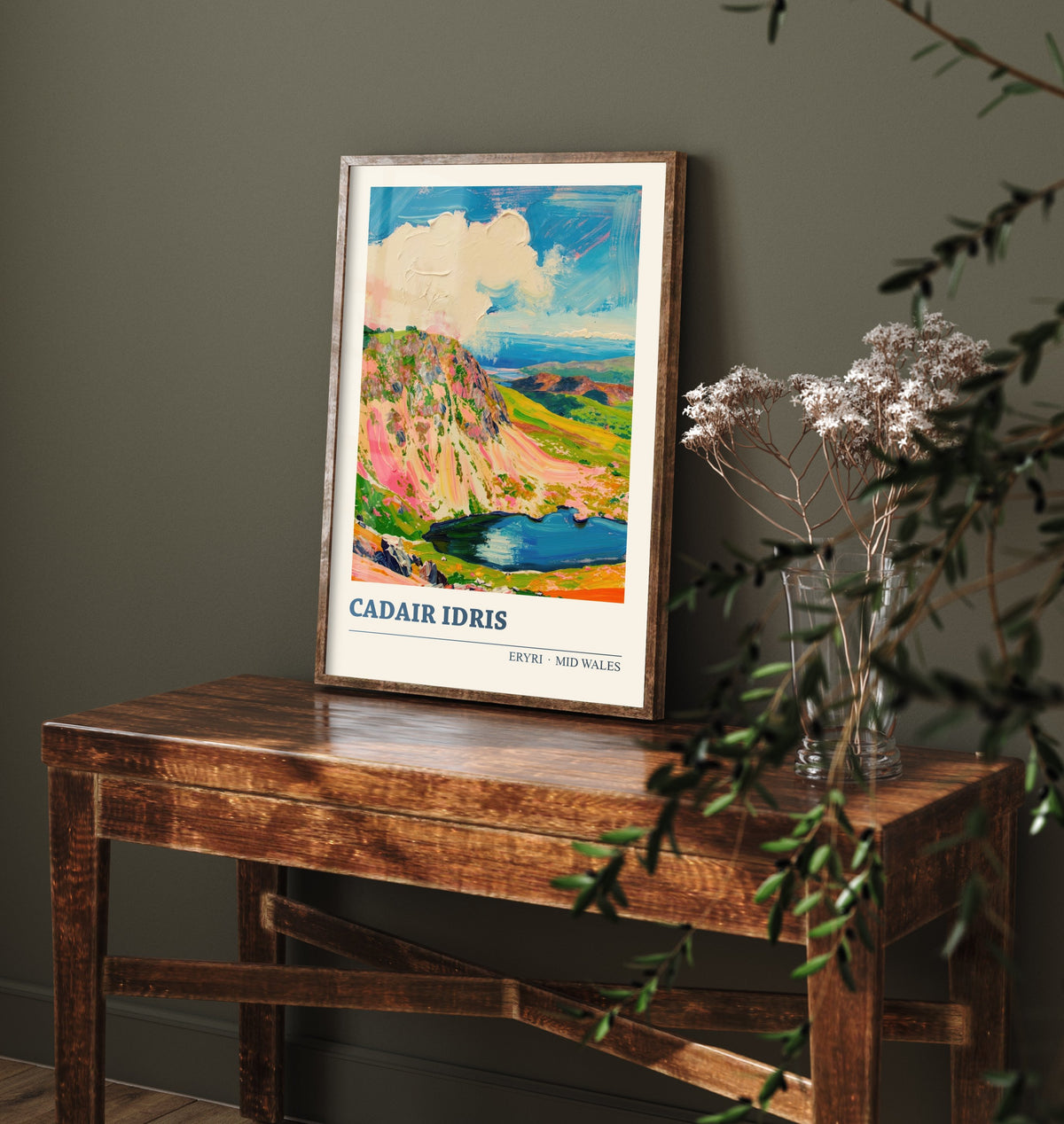 Cadair Idris Poster - Eryri Mid Wales Mountain Art Print - Colourful Palette Knife Illustration 1/3
