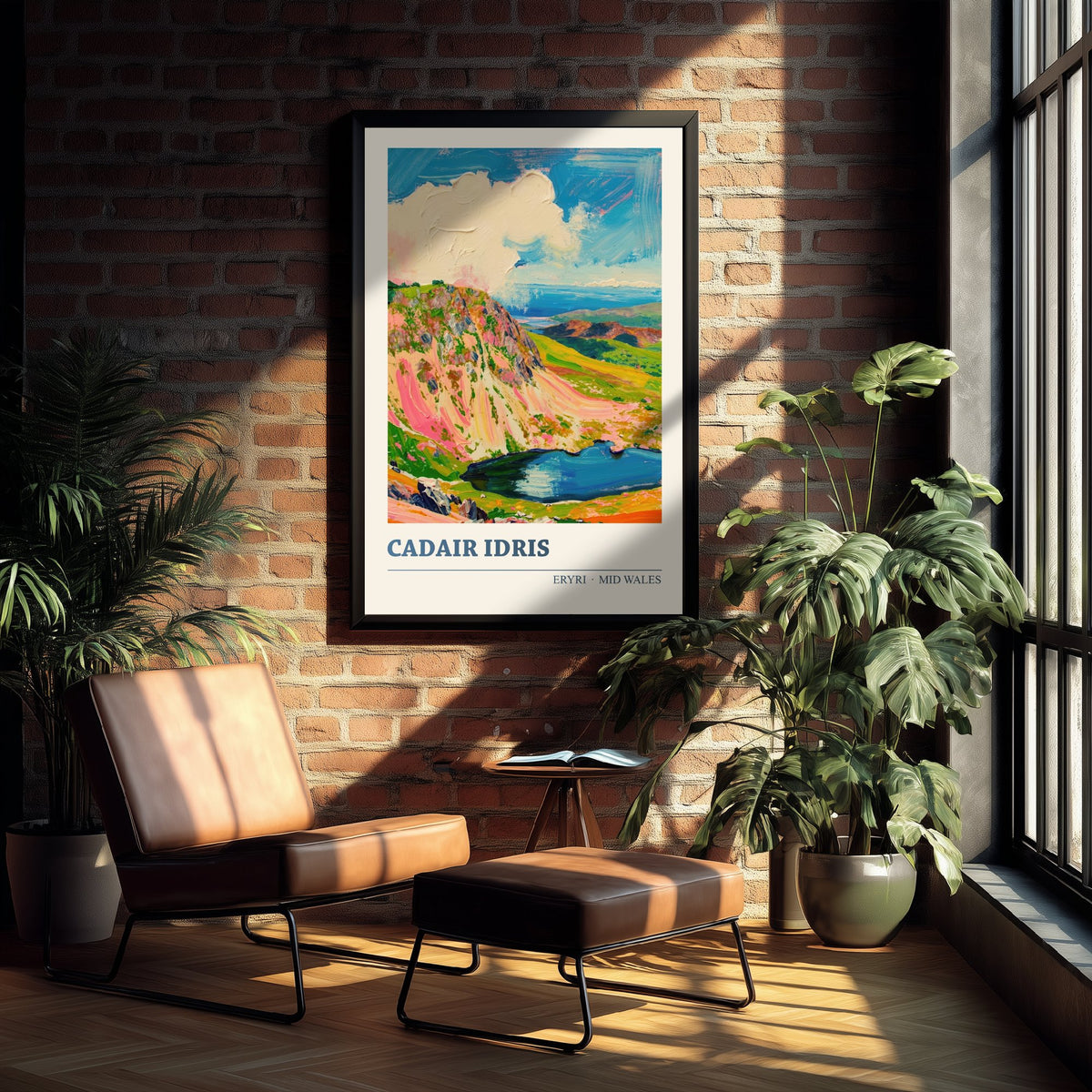 Cadair Idris Poster - Eryri Mid Wales Mountain Art Print - Colourful Palette Knife Illustration 1/3