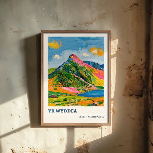 Yr Wyddfa Snowdon Poster - North Wales Mountain Art Print - Cream and Slate Blue Illustration 3/3