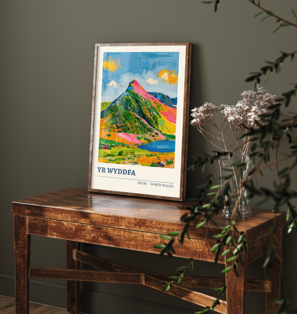 Yr Wyddfa Snowdon Poster - North Wales Mountain Art Print - Cream and Slate Blue Illustration 3/3