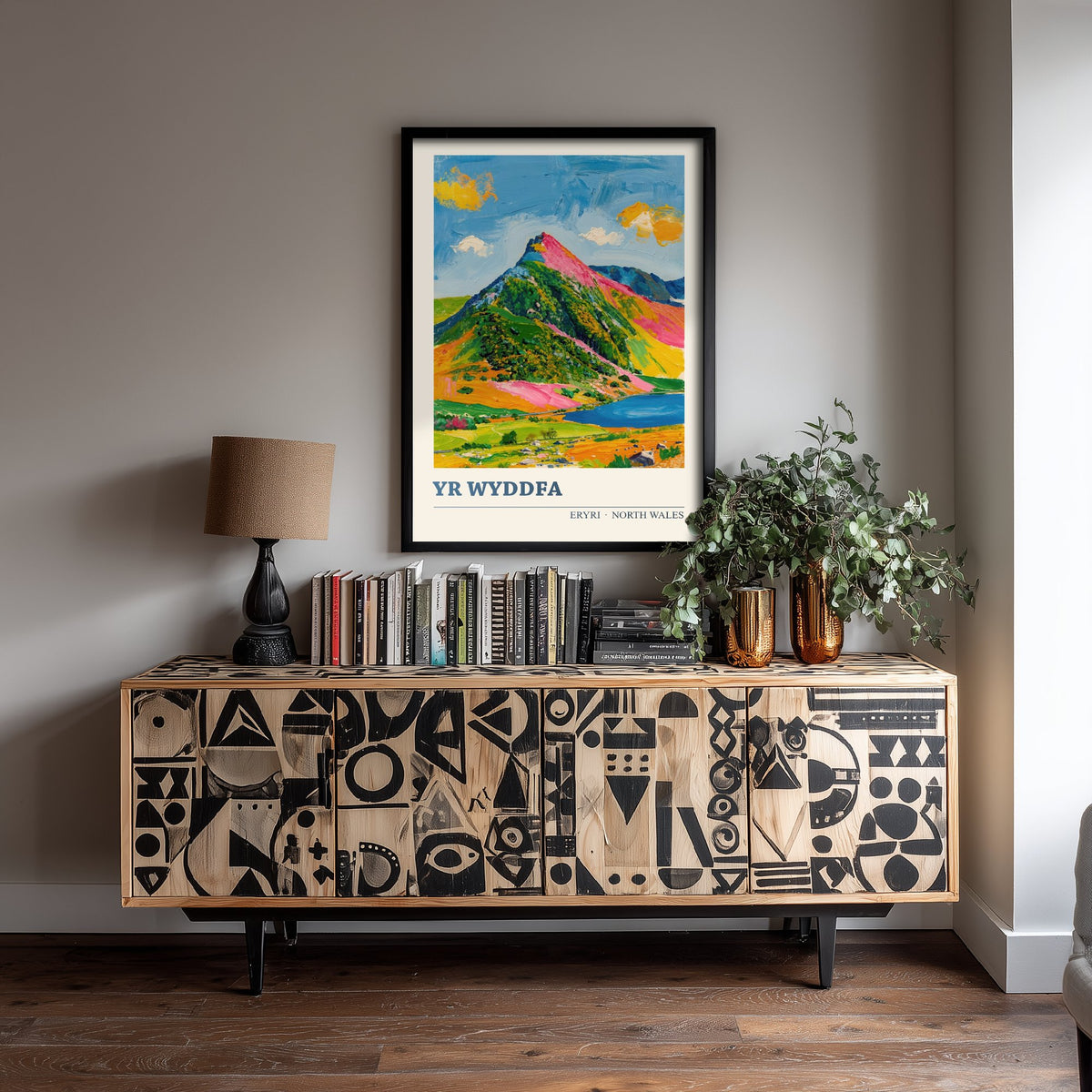 Yr Wyddfa Snowdon Poster - North Wales Mountain Art Print - Cream and Slate Blue Illustration 3/3