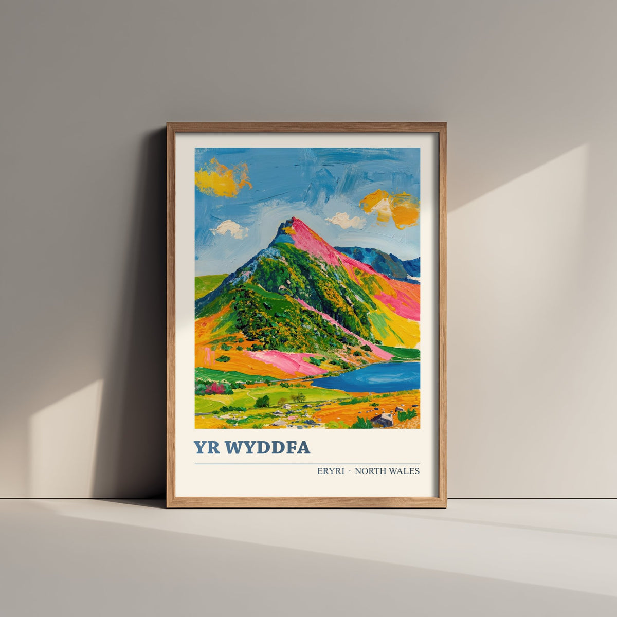 Yr Wyddfa Snowdon Poster - North Wales Mountain Art Print - Cream and Slate Blue Illustration 3/3