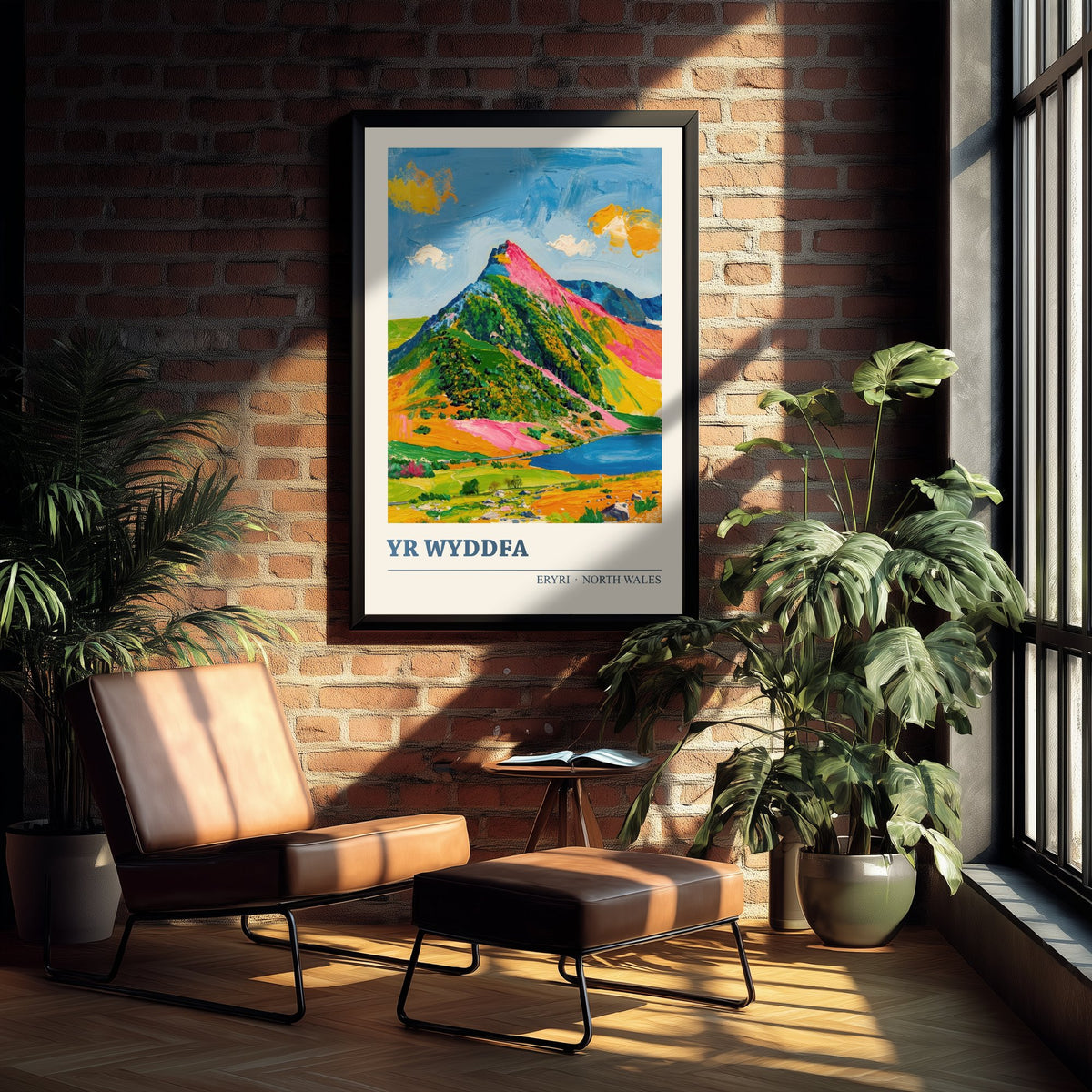 Yr Wyddfa Snowdon Poster - North Wales Mountain Art Print - Cream and Slate Blue Illustration 3/3