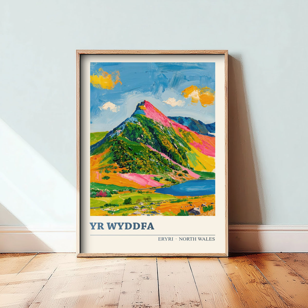 Yr Wyddfa Snowdon Poster - North Wales Mountain Art Print - Cream and Slate Blue Illustration 3/3