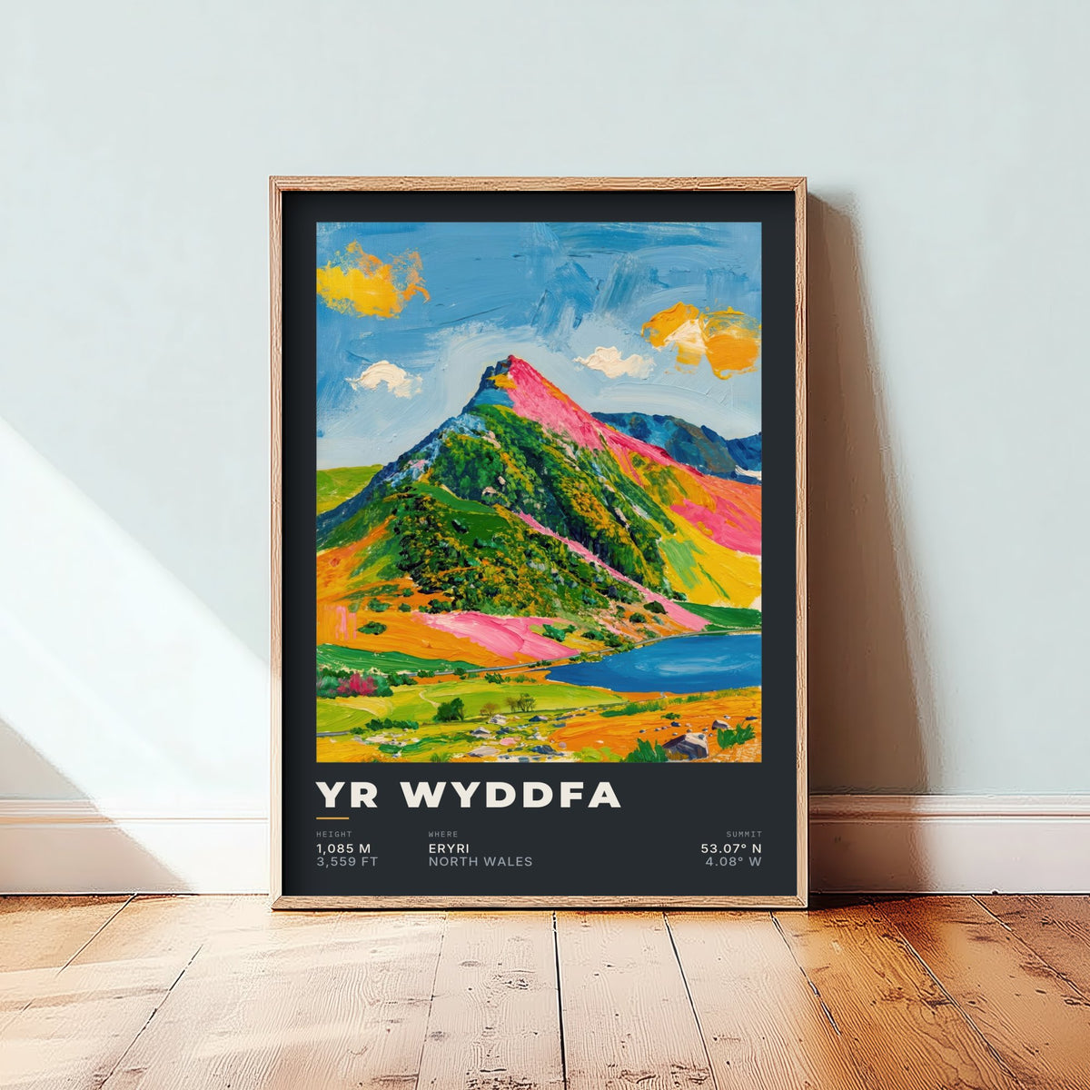 Yr Wyddfa 1085m Art Print - Snowdon Summit Coordinates Poster - Charcoal Palette Knife Illustration 3/3