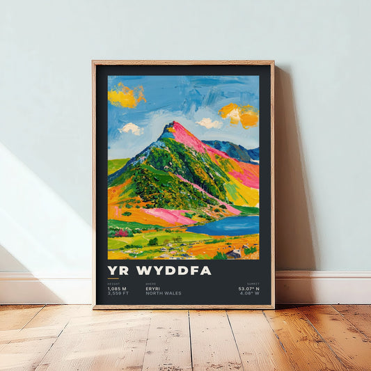 Yr Wyddfa 1085m Art Print - Snowdon Summit Coordinates Poster - Charcoal Palette Knife Illustration 3/3