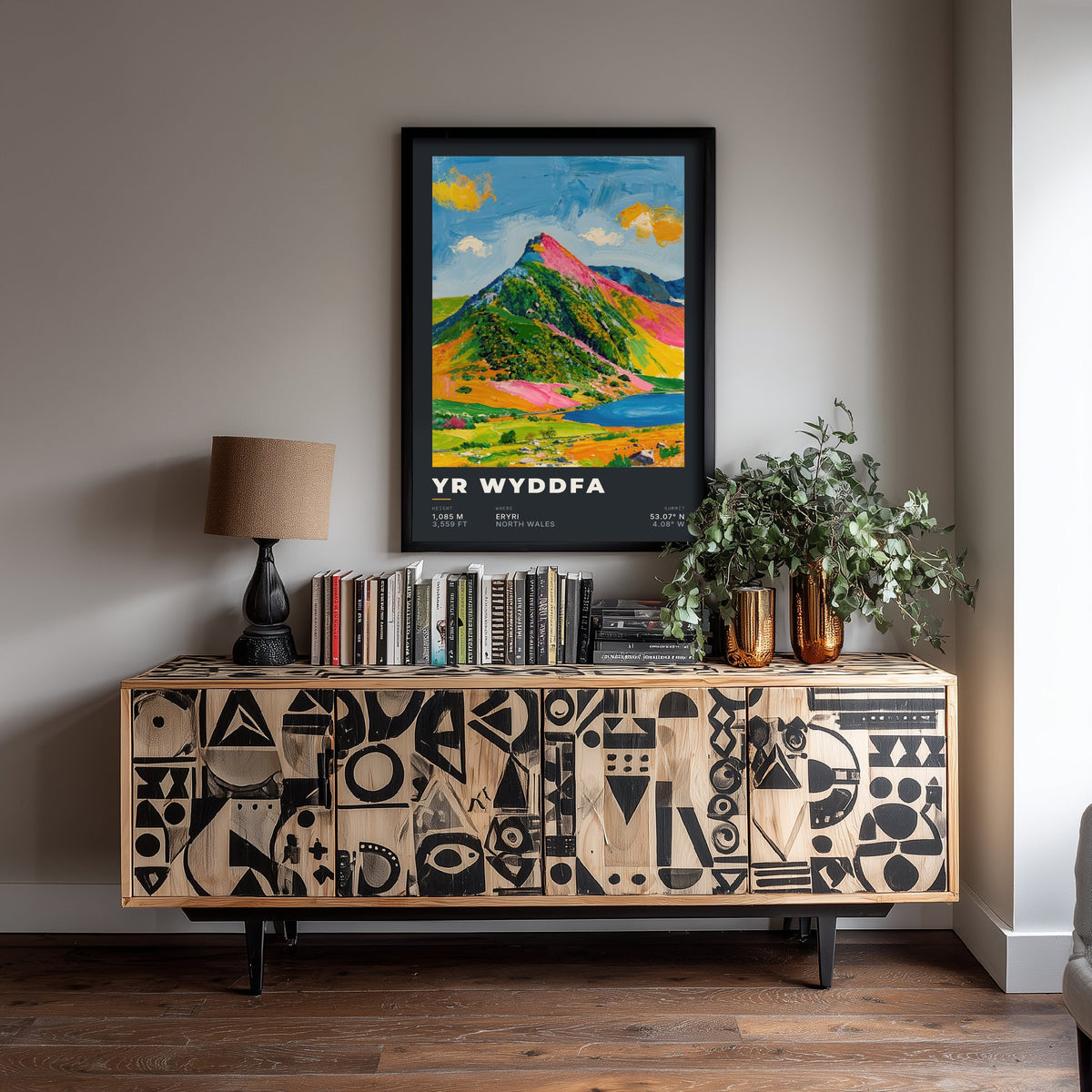 Yr Wyddfa 1085m Art Print - Snowdon Summit Coordinates Poster - Charcoal Palette Knife Illustration 3/3