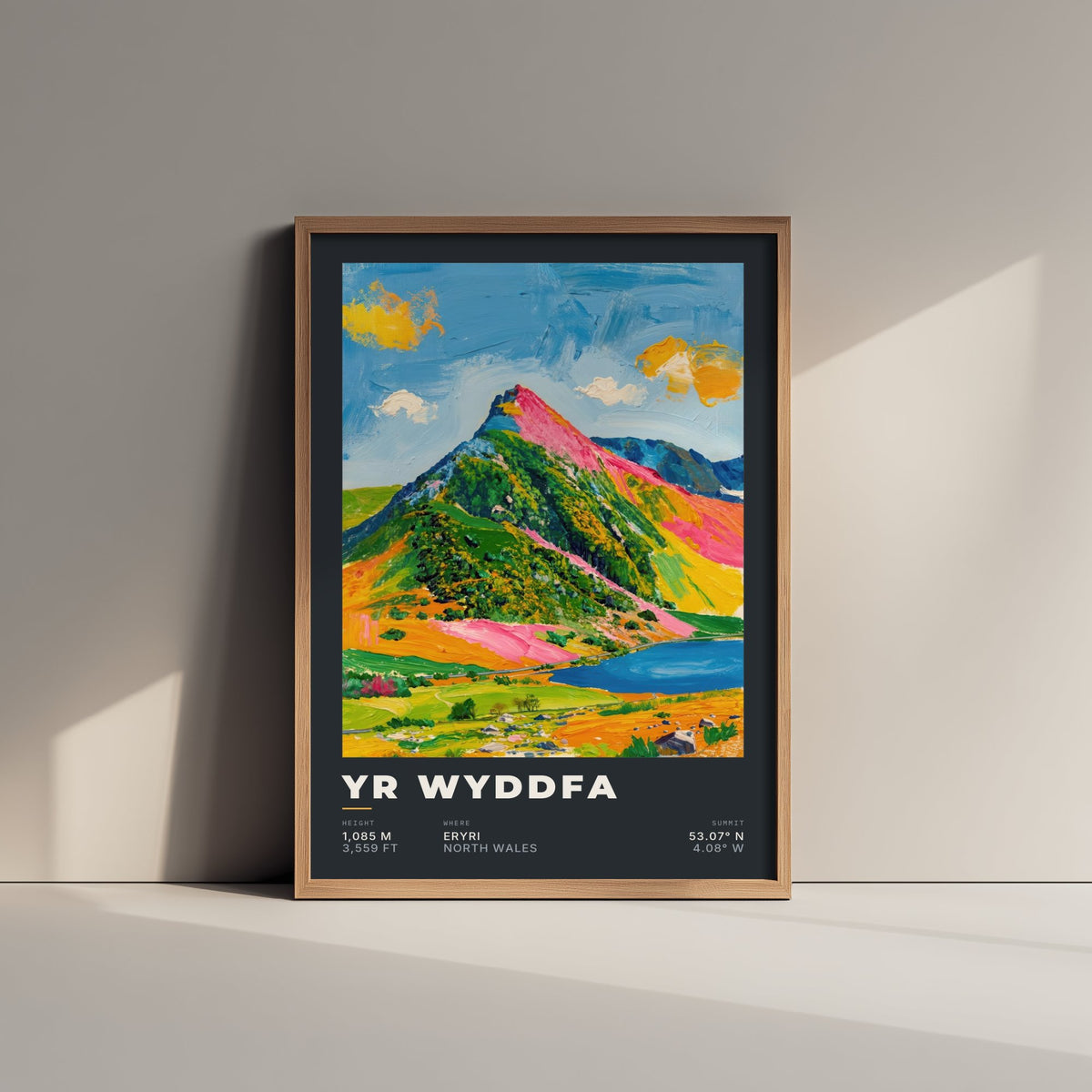 Yr Wyddfa 1085m Art Print - Snowdon Summit Coordinates Poster - Charcoal Palette Knife Illustration 3/3