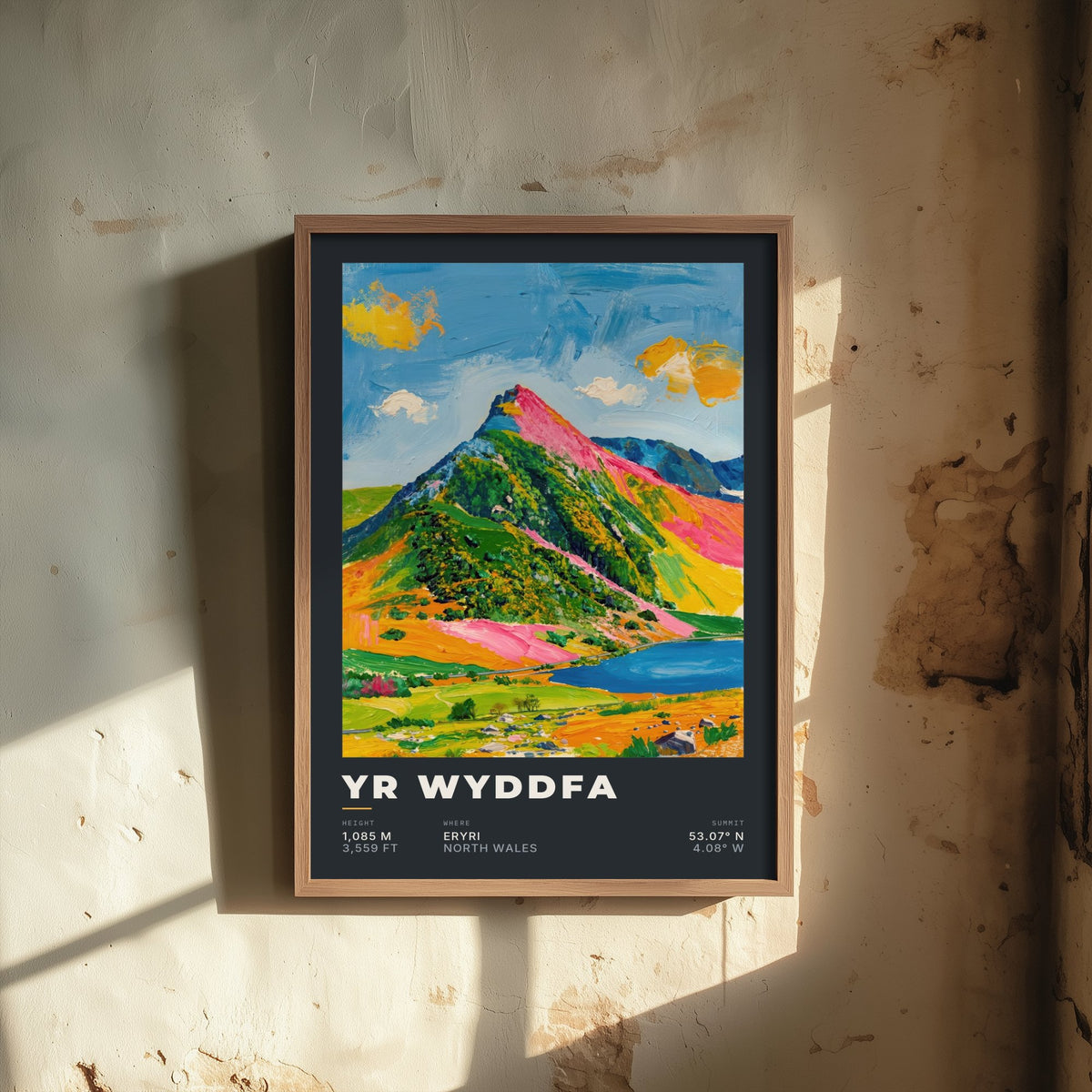 Yr Wyddfa 1085m Art Print - Snowdon Summit Coordinates Poster - Charcoal Palette Knife Illustration 3/3