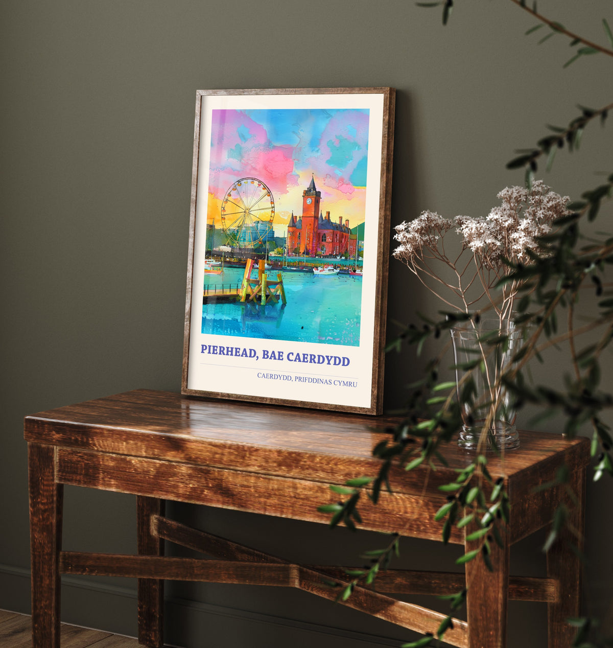 Cardiff Pierhead Welsh Travel Poster - Bae Caerdydd Art Print - Bilingual Watercolour - Cardiff Bay Cymru 1/3