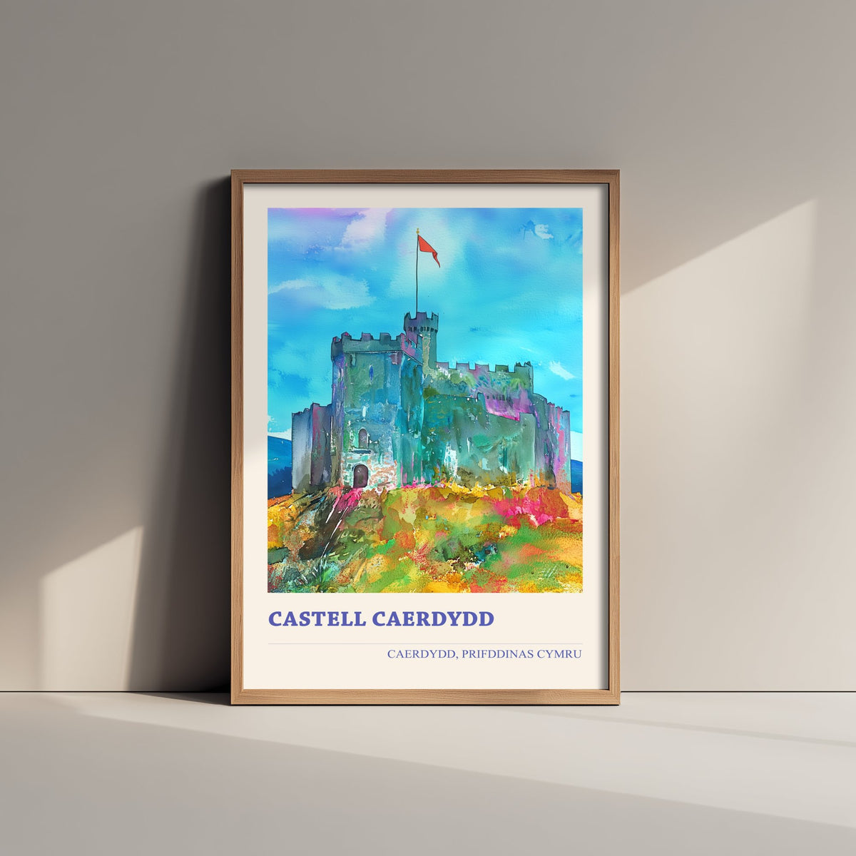 Cardiff Castle Welsh Travel Poster - Castell Caerdydd Art Print - Bilingual Watercolour - Caerdydd Cymru 2/3