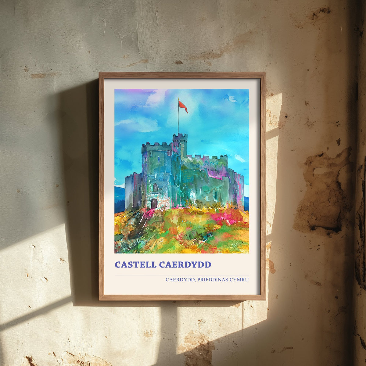 Cardiff Castle Welsh Travel Poster - Castell Caerdydd Art Print - Bilingual Watercolour - Caerdydd Cymru 2/3