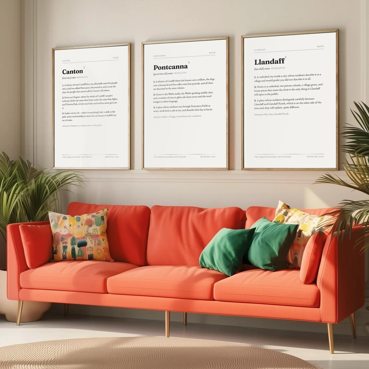West Cardiff Demotivational Dictionary Set of Three Art Prints - Canton, Pontcanna, Llandaff - Neighbourhood Typography Poster