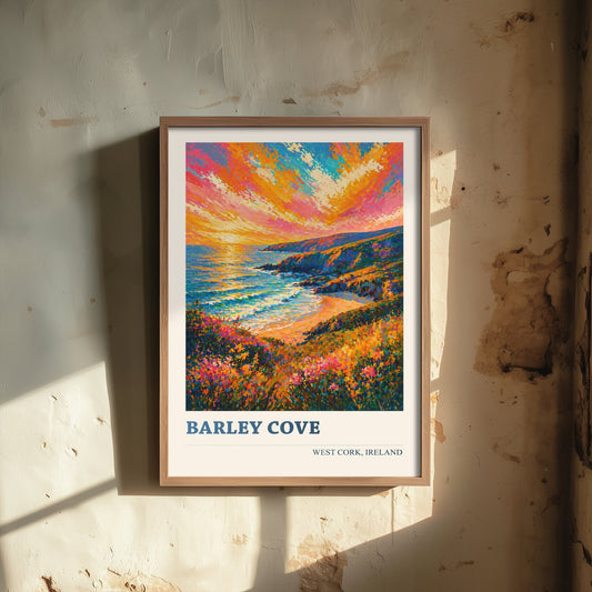 Barley Cove West Cork Ireland Travel Poster - Art Print - Vibrant Illustration - Beach Wall Art 1/3