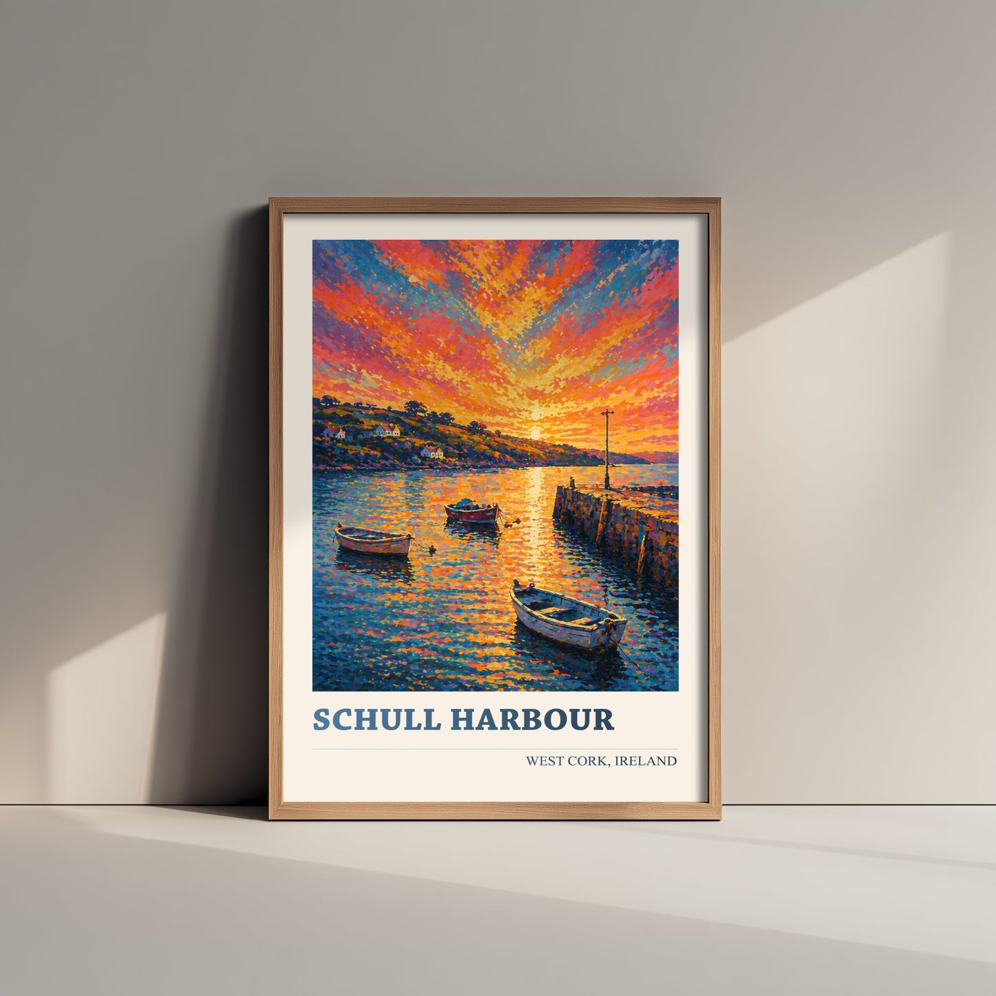 Schull Harbour West Cork Ireland Travel Poster - Art Print - Vibrant Illustration - Boats Wall Art 2/3
