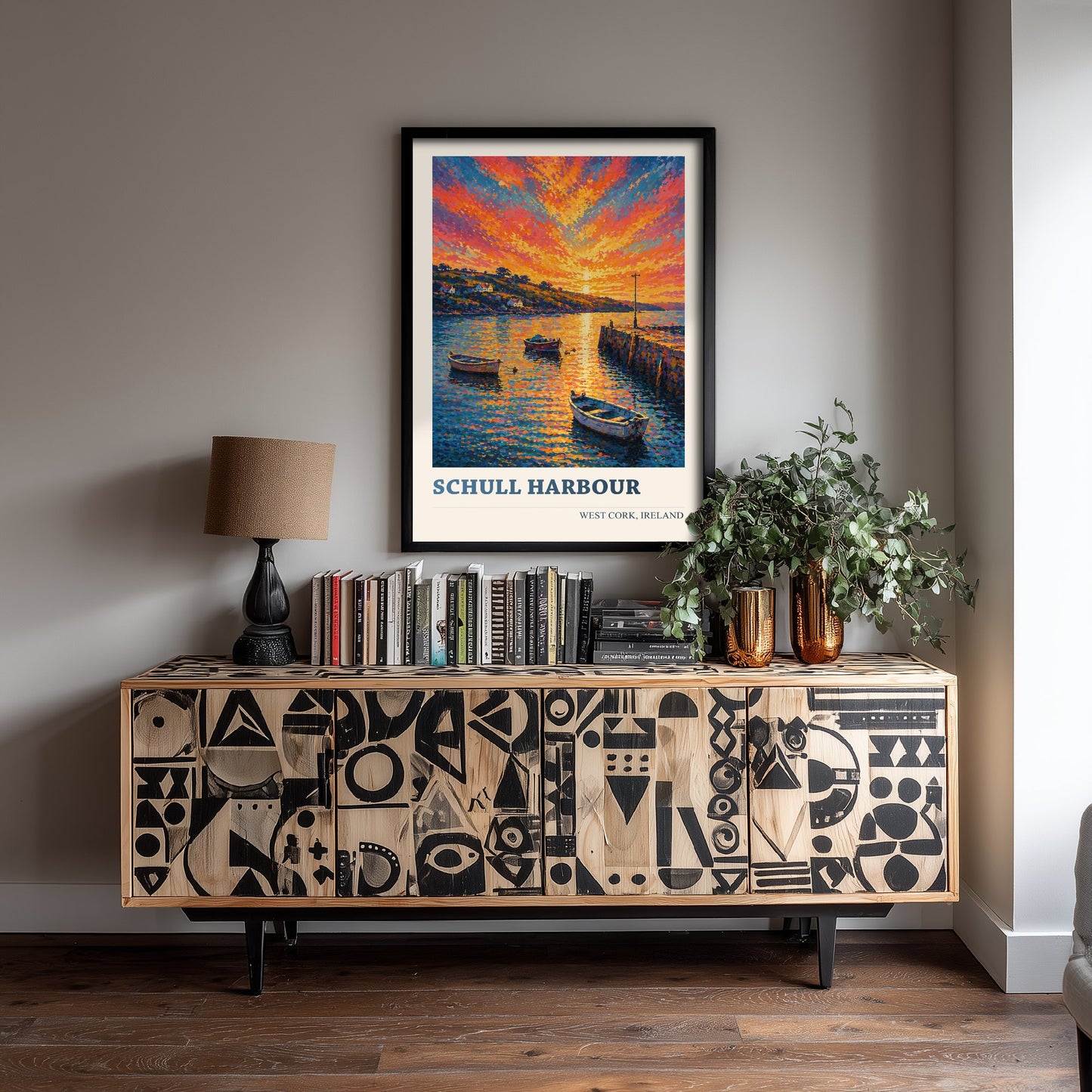 Schull Harbour West Cork Ireland Travel Poster - Art Print - Vibrant Illustration - Boats Wall Art 2/3