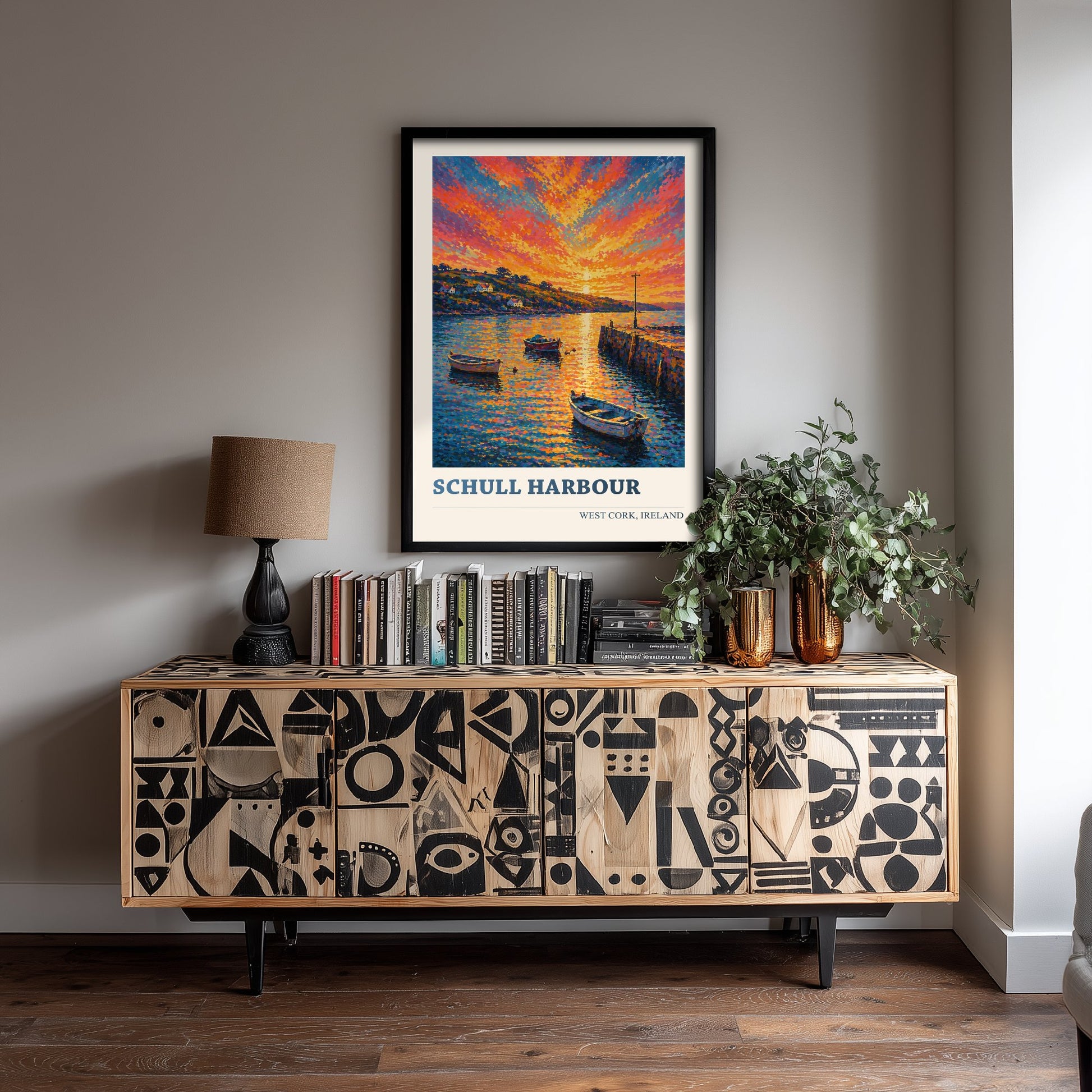 Schull Harbour West Cork Ireland Travel Poster - Art Print - Vibrant Illustration - Boats Wall Art 2/3
