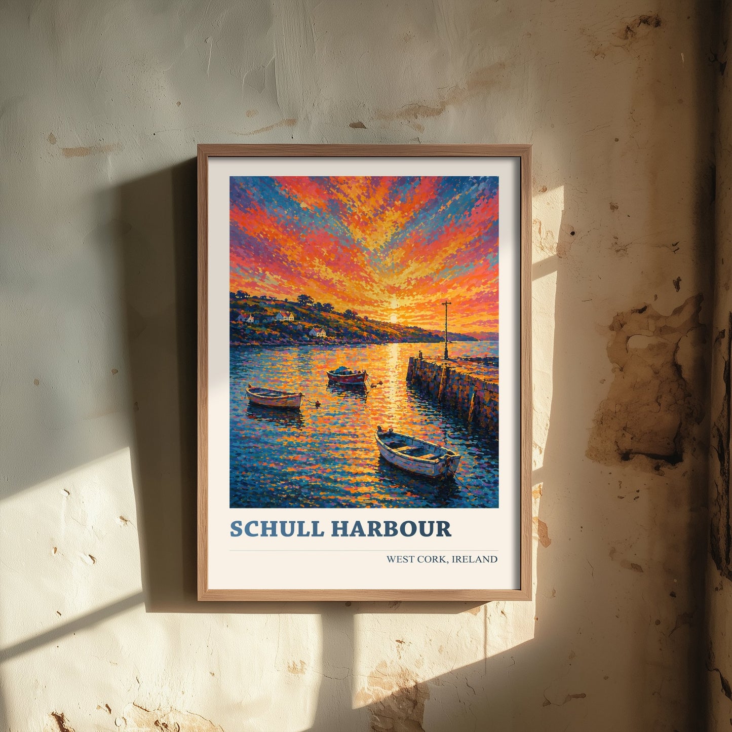 Schull Harbour West Cork Ireland Travel Poster - Art Print - Vibrant Illustration - Boats Wall Art 2/3